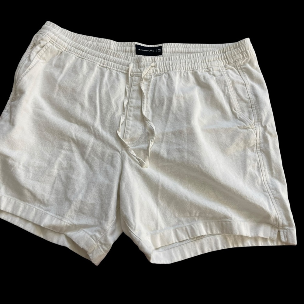 Abercrombie & Fitch White Linen Blend Pull On Shorts Men’s XXL Casual Beach